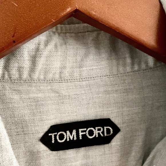 REVOLVE x Tom Ford Button down shirt Longsleeve Light Gray/Greige Minimalist 43 - Picture 2 of 13